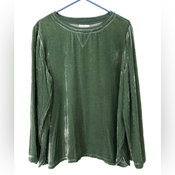 Soft Surroundings Tops - Soft Surroundings Long Sleeve
Silk Blend Velvet Blouse Women's
Size L, Green